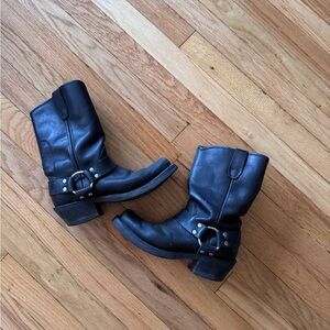 Durango Black Leather Harness Moto Boots
